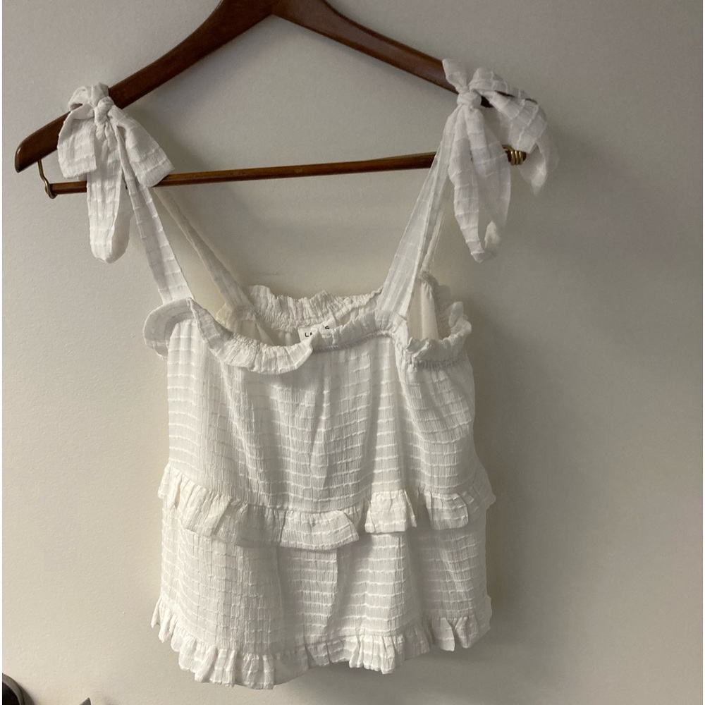 Le Lis White Ruffle Tie-Strap Tank Top